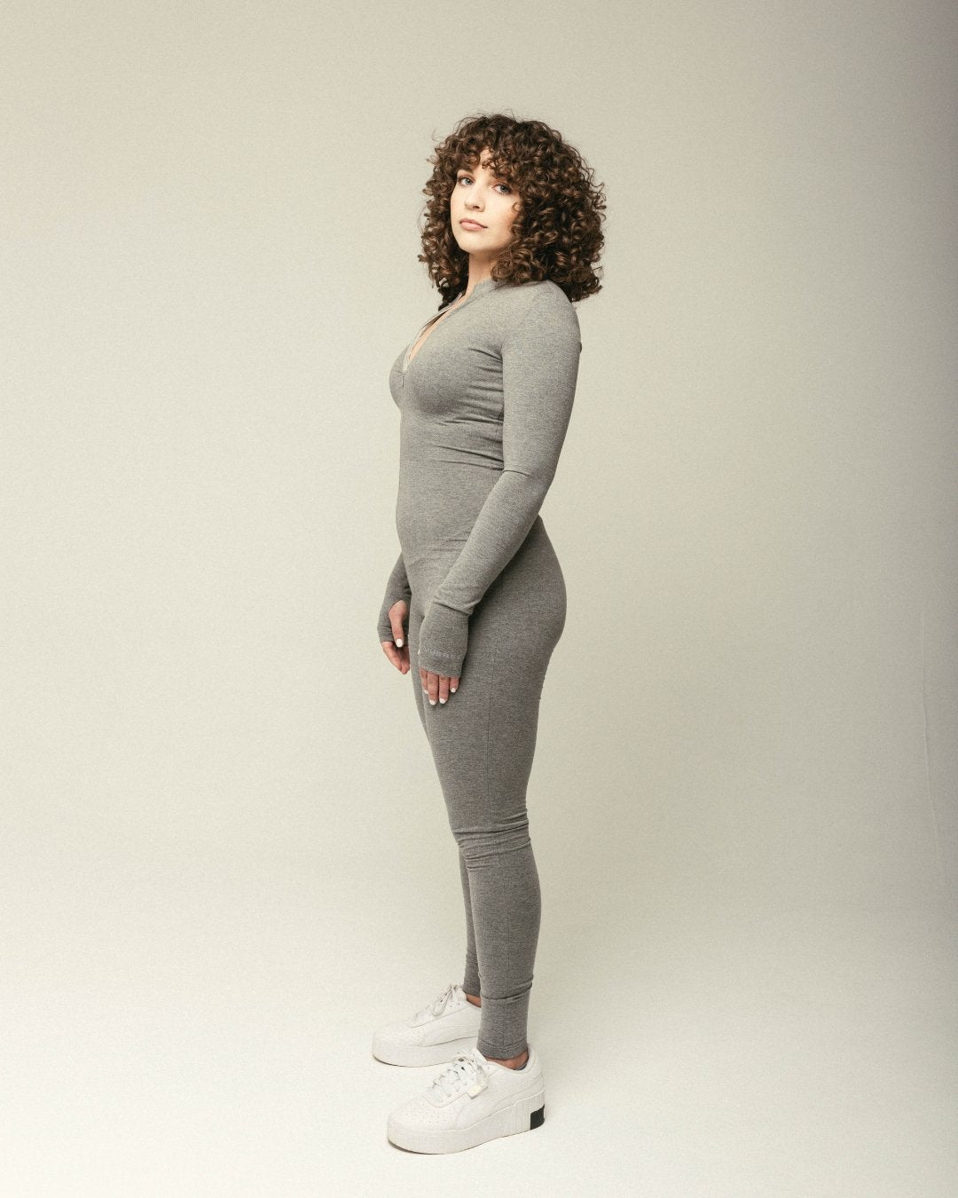 Rise Up Long Sleeve Grey Jumpsuit - JusRédor