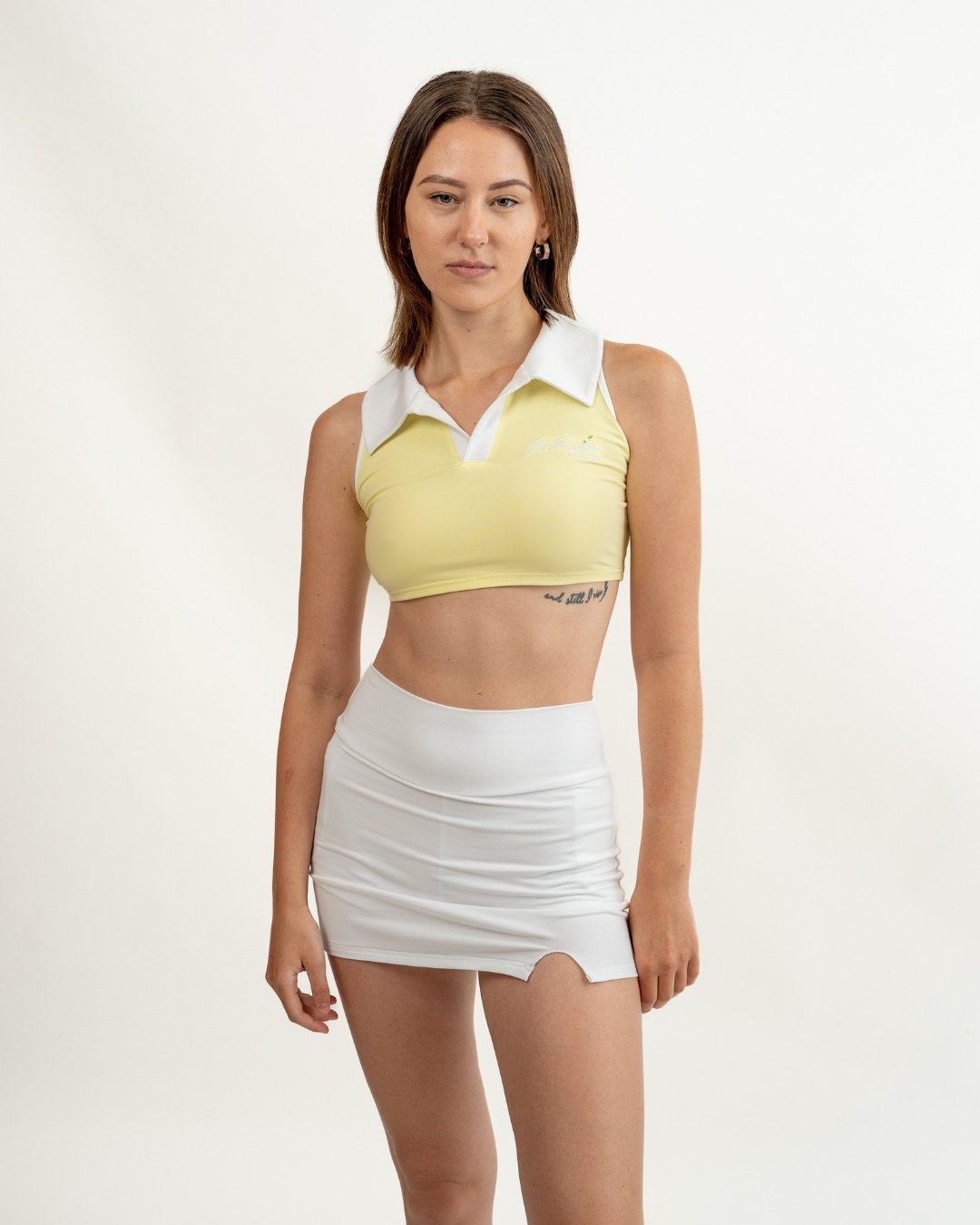 Transcendent Cropped Polo Tank Top  - Yellow - JusRédorCrop Tank Top