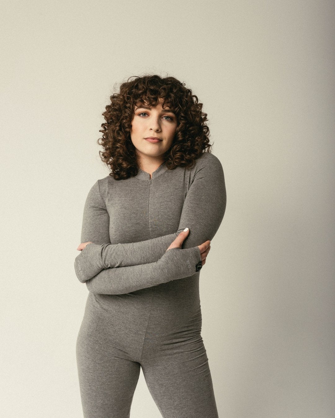 Rise Up Long Sleeve Grey Jumpsuit - JusRédor